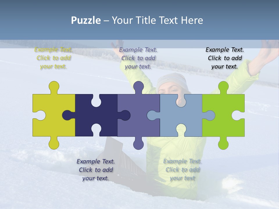 A Woman Sitting In The Snow With Her Arms Up PowerPoint Template