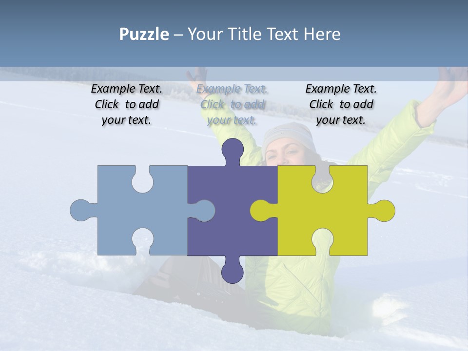 A Woman Sitting In The Snow With Her Arms Up PowerPoint Template