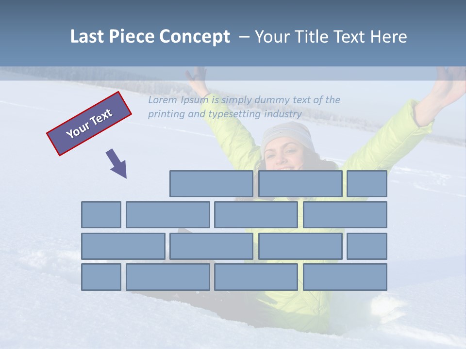 A Woman Sitting In The Snow With Her Arms Up PowerPoint Template