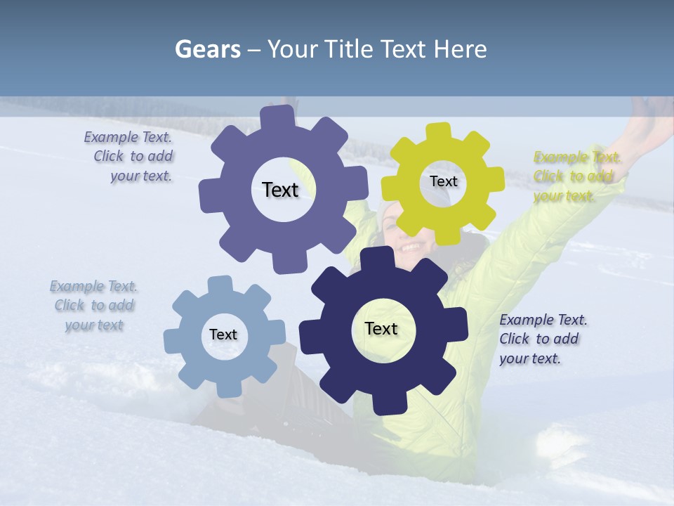 A Woman Sitting In The Snow With Her Arms Up PowerPoint Template