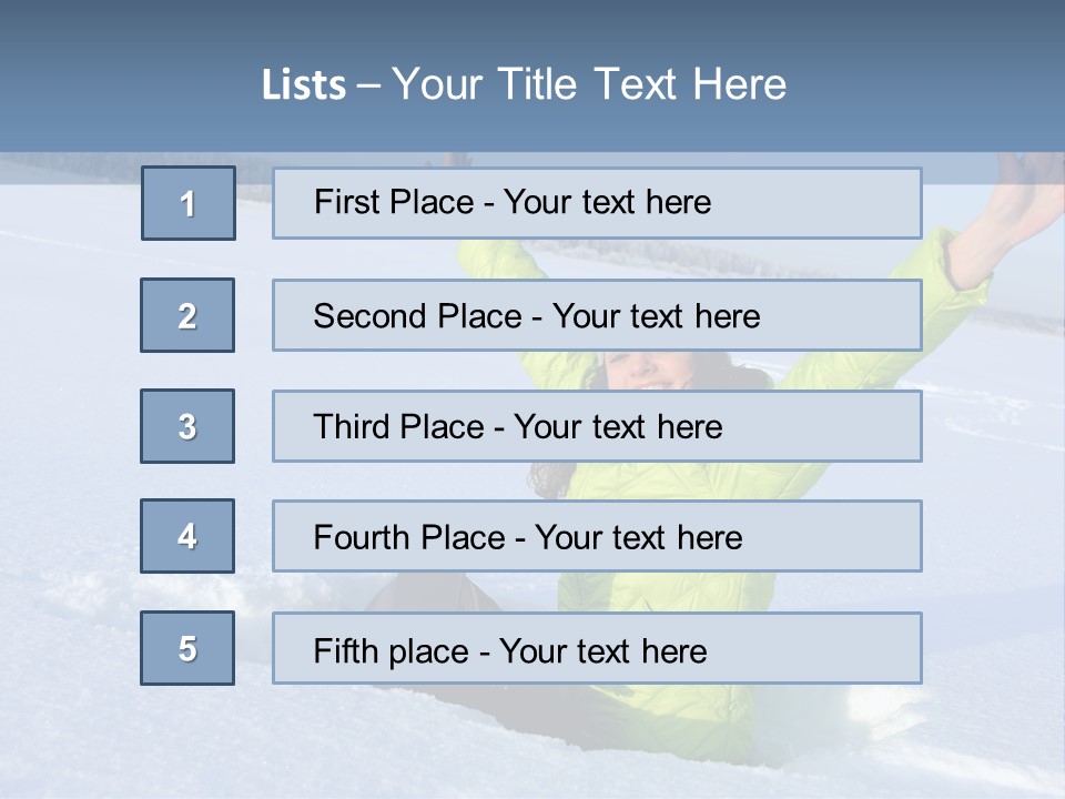 A Woman Sitting In The Snow With Her Arms Up PowerPoint Template