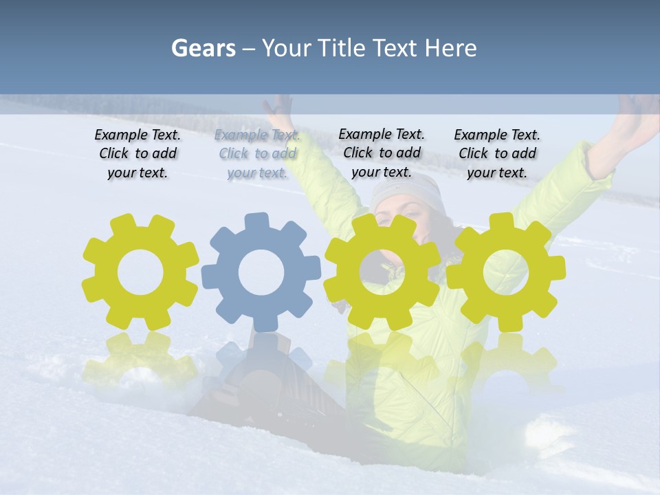 A Woman Sitting In The Snow With Her Arms Up PowerPoint Template