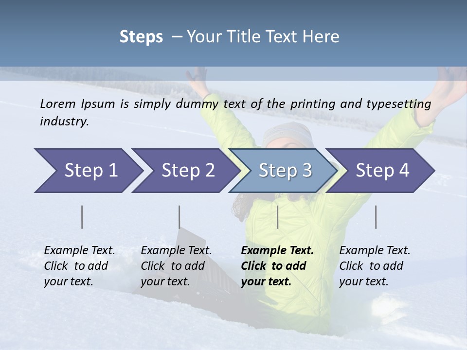 A Woman Sitting In The Snow With Her Arms Up PowerPoint Template