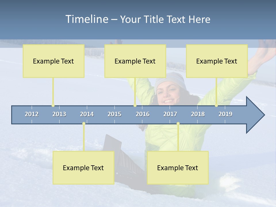 A Woman Sitting In The Snow With Her Arms Up PowerPoint Template
