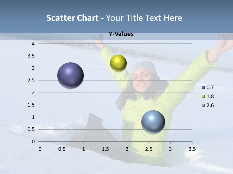 A Woman Sitting In The Snow With Her Arms Up PowerPoint Template