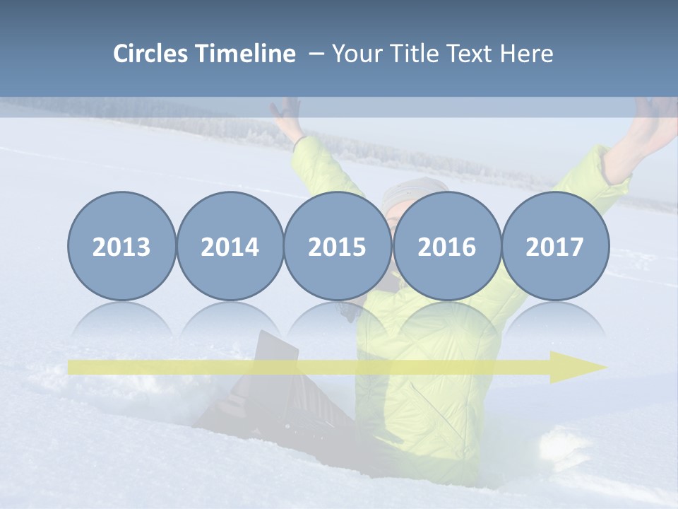 A Woman Sitting In The Snow With Her Arms Up PowerPoint Template