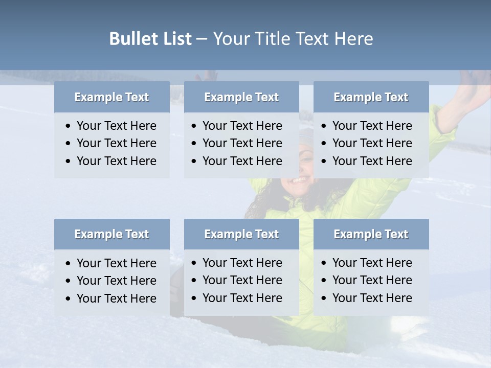 A Woman Sitting In The Snow With Her Arms Up PowerPoint Template