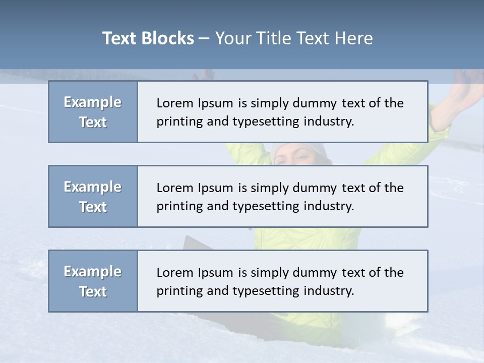 A Woman Sitting In The Snow With Her Arms Up PowerPoint Template