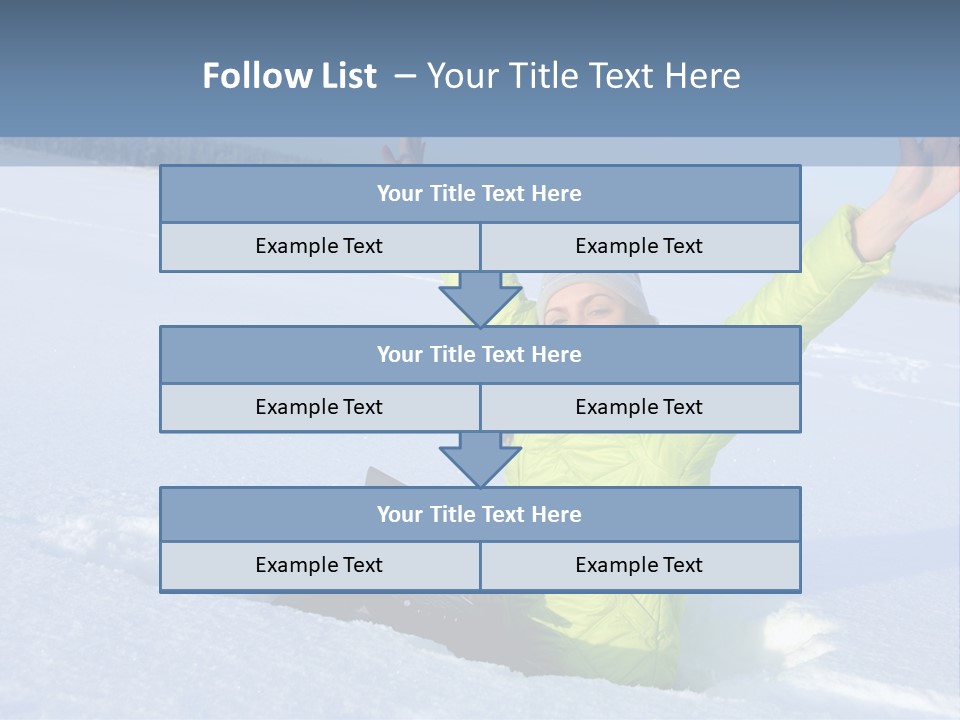 A Woman Sitting In The Snow With Her Arms Up PowerPoint Template