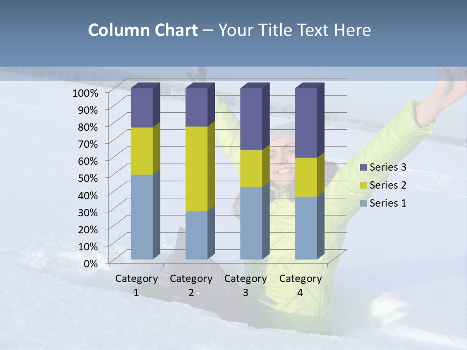 A Woman Sitting In The Snow With Her Arms Up PowerPoint Template