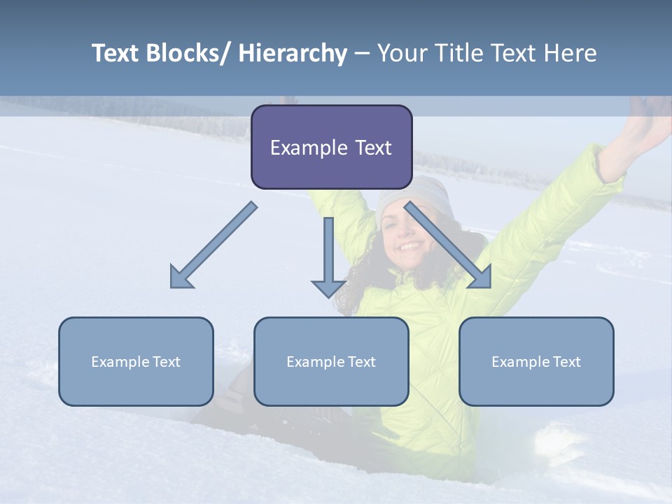 A Woman Sitting In The Snow With Her Arms Up PowerPoint Template