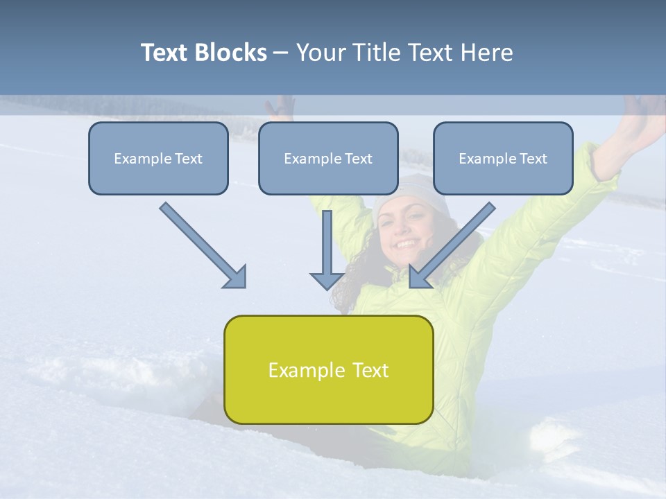 A Woman Sitting In The Snow With Her Arms Up PowerPoint Template