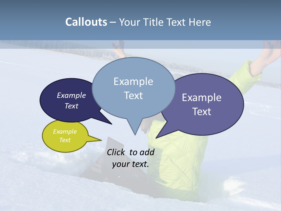 A Woman Sitting In The Snow With Her Arms Up PowerPoint Template