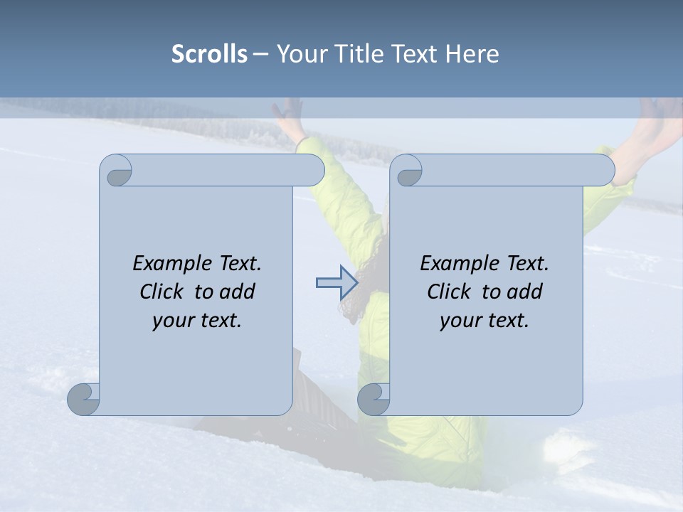 A Woman Sitting In The Snow With Her Arms Up PowerPoint Template