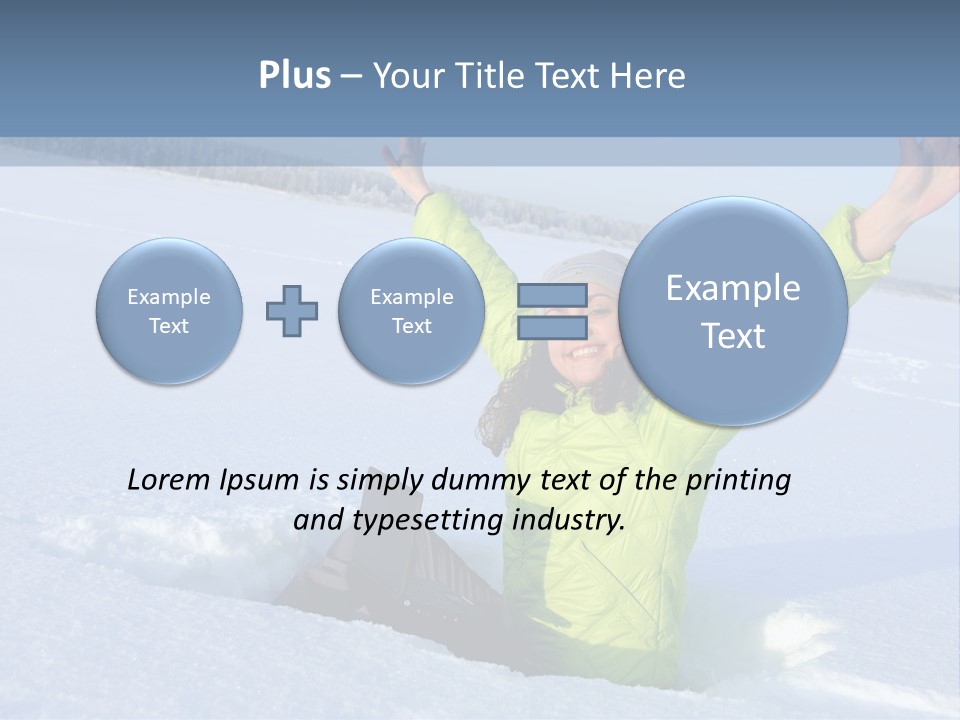 A Woman Sitting In The Snow With Her Arms Up PowerPoint Template