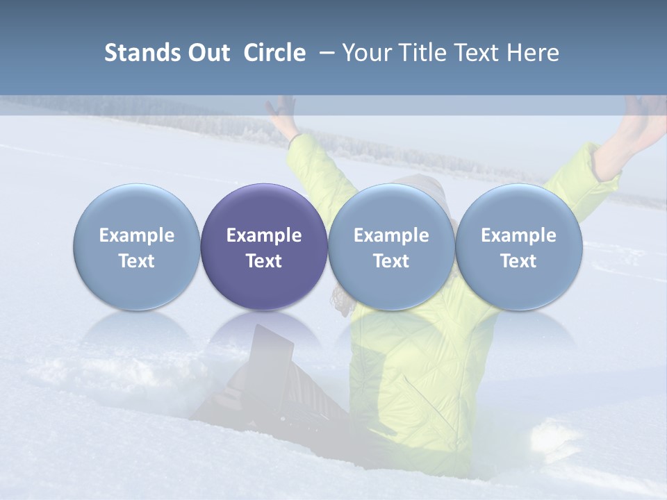 A Woman Sitting In The Snow With Her Arms Up PowerPoint Template