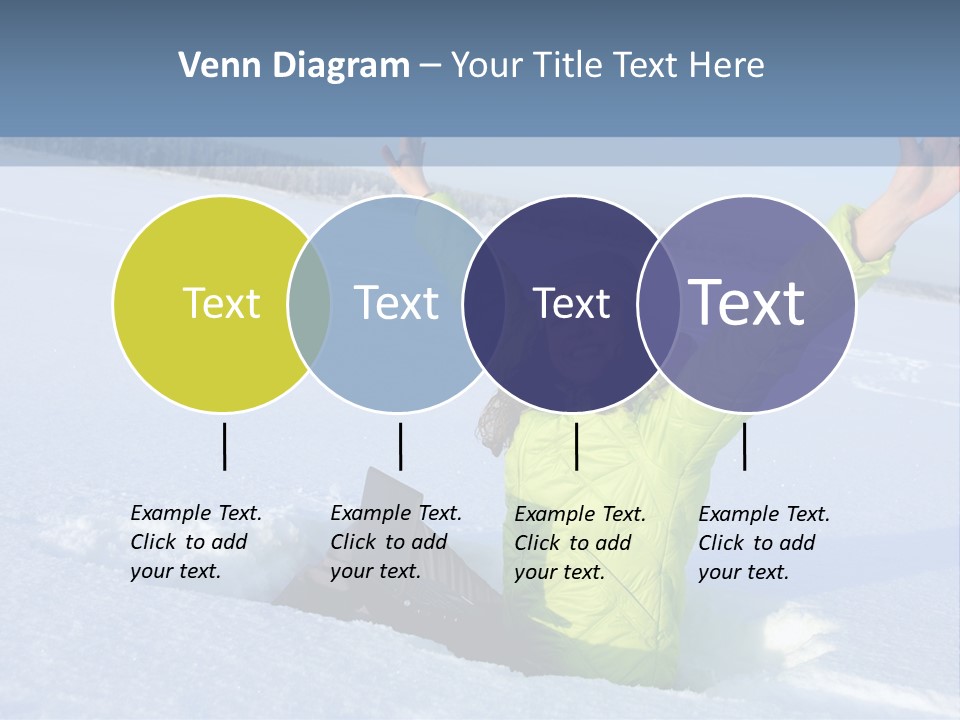 A Woman Sitting In The Snow With Her Arms Up PowerPoint Template