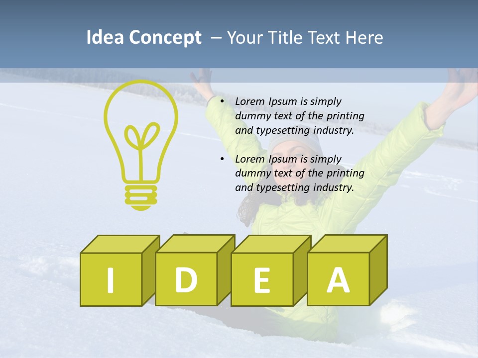 A Woman Sitting In The Snow With Her Arms Up PowerPoint Template