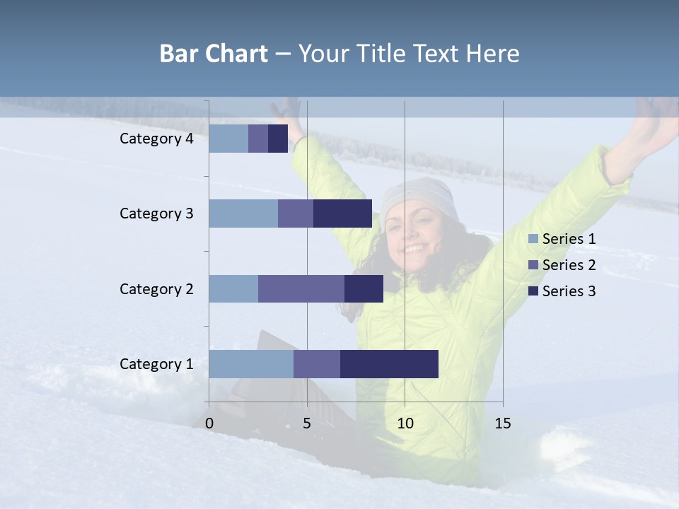 A Woman Sitting In The Snow With Her Arms Up PowerPoint Template