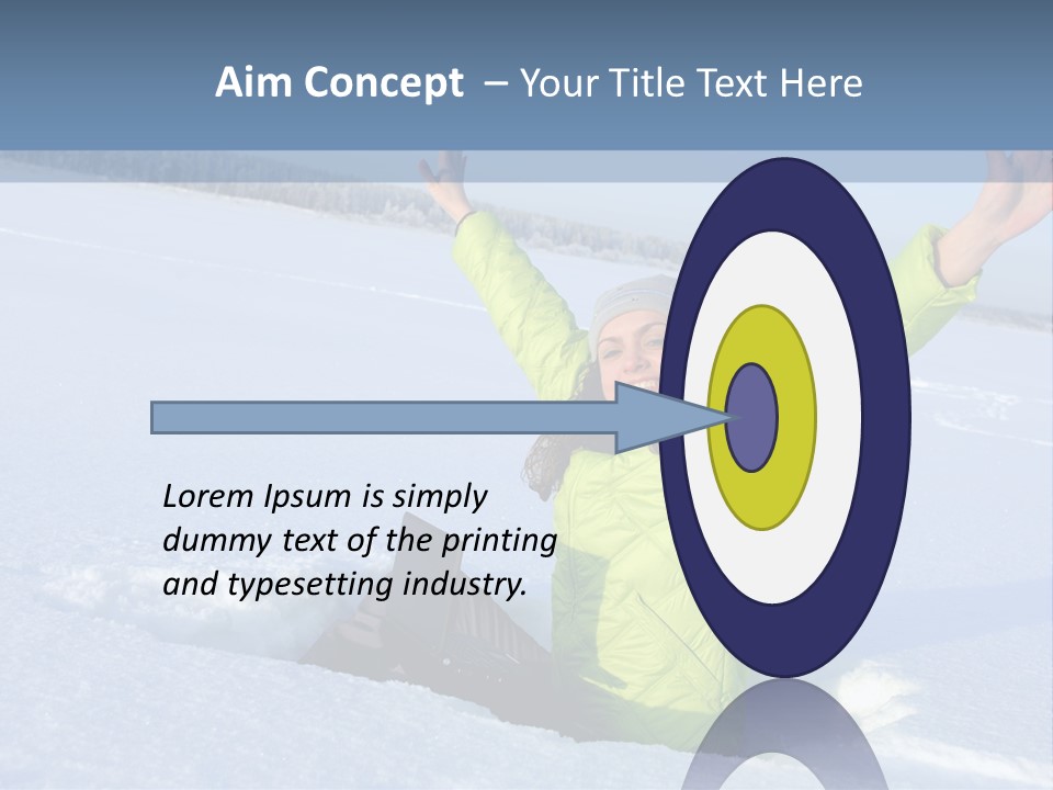 A Woman Sitting In The Snow With Her Arms Up PowerPoint Template