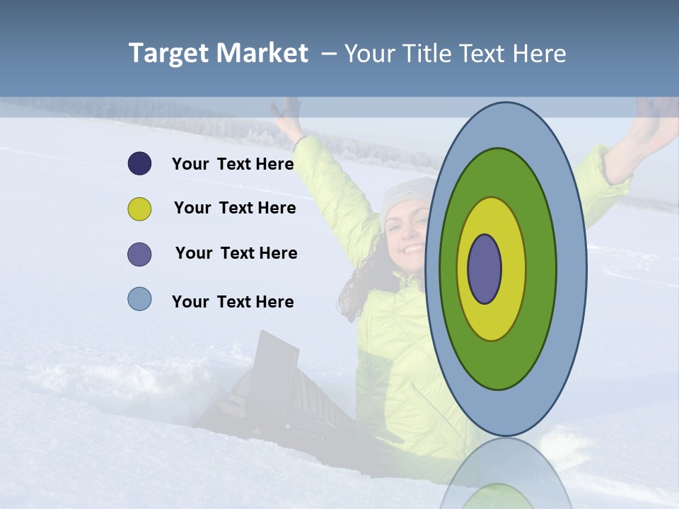 A Woman Sitting In The Snow With Her Arms Up PowerPoint Template