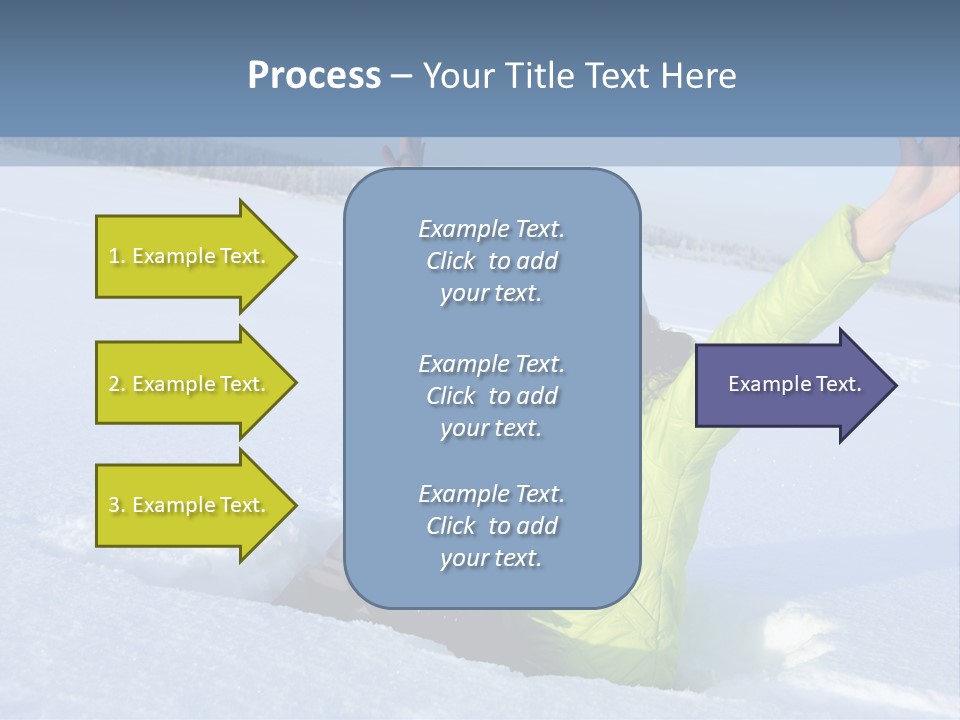 A Woman Sitting In The Snow With Her Arms Up PowerPoint Template