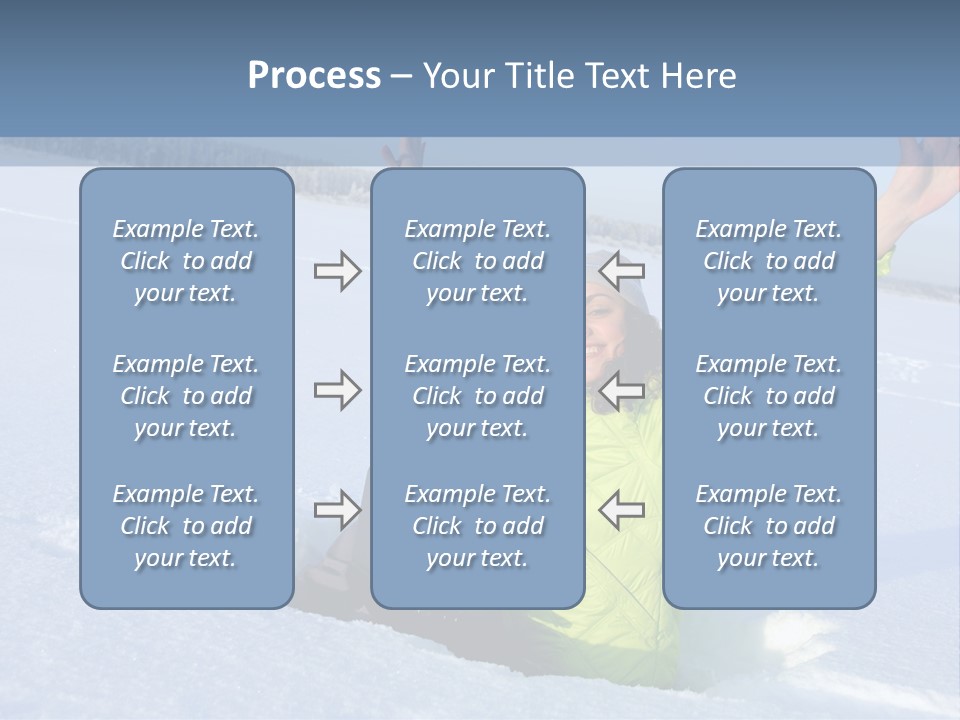 A Woman Sitting In The Snow With Her Arms Up PowerPoint Template