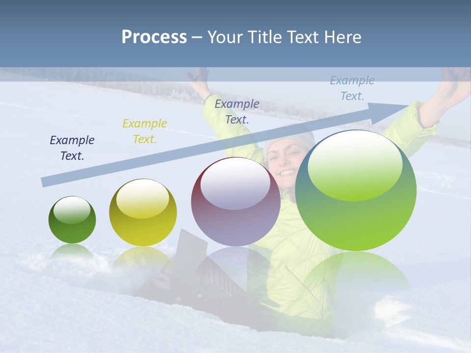 A Woman Sitting In The Snow With Her Arms Up PowerPoint Template