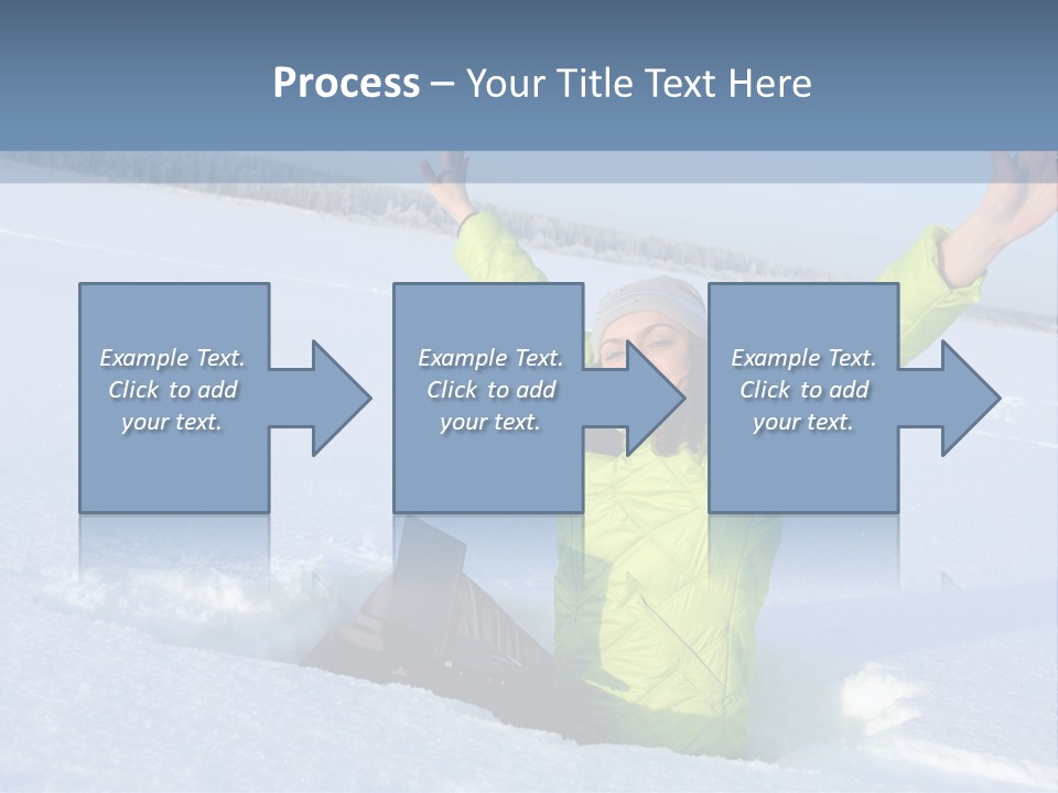 A Woman Sitting In The Snow With Her Arms Up PowerPoint Template