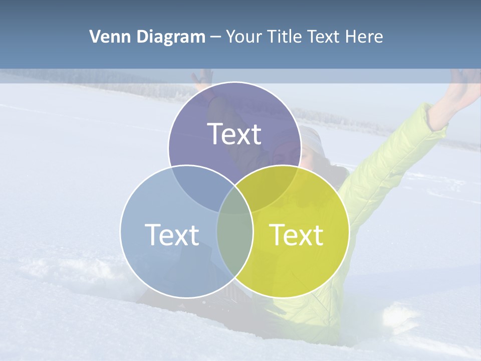 A Woman Sitting In The Snow With Her Arms Up PowerPoint Template