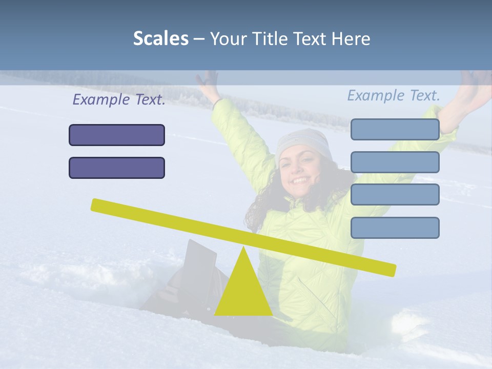 A Woman Sitting In The Snow With Her Arms Up PowerPoint Template