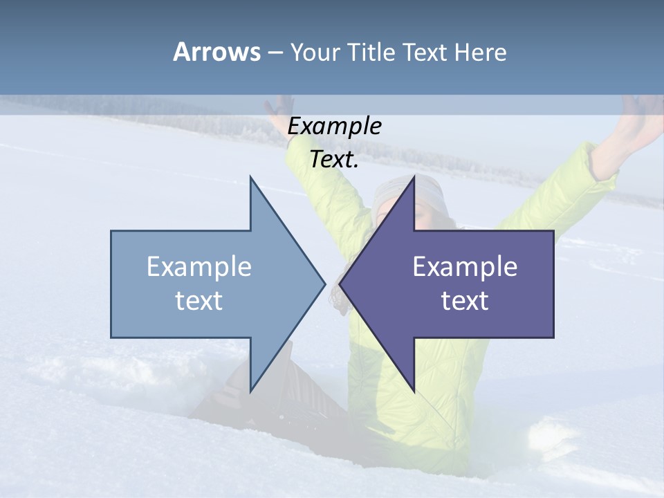 A Woman Sitting In The Snow With Her Arms Up PowerPoint Template