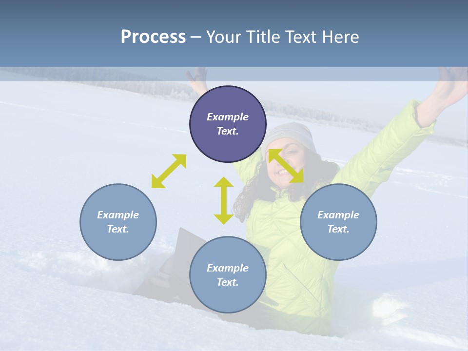 A Woman Sitting In The Snow With Her Arms Up PowerPoint Template