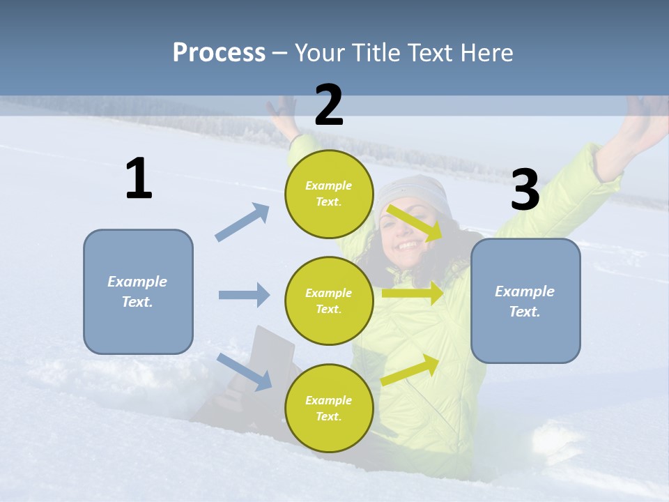 A Woman Sitting In The Snow With Her Arms Up PowerPoint Template