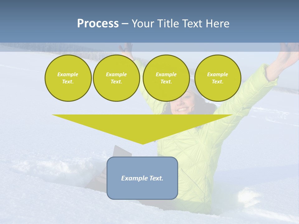 A Woman Sitting In The Snow With Her Arms Up PowerPoint Template