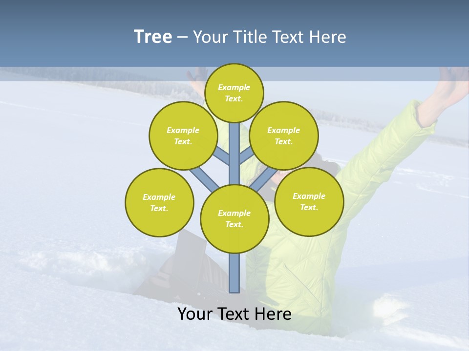 A Woman Sitting In The Snow With Her Arms Up PowerPoint Template