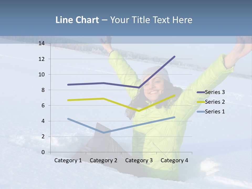 A Woman Sitting In The Snow With Her Arms Up PowerPoint Template