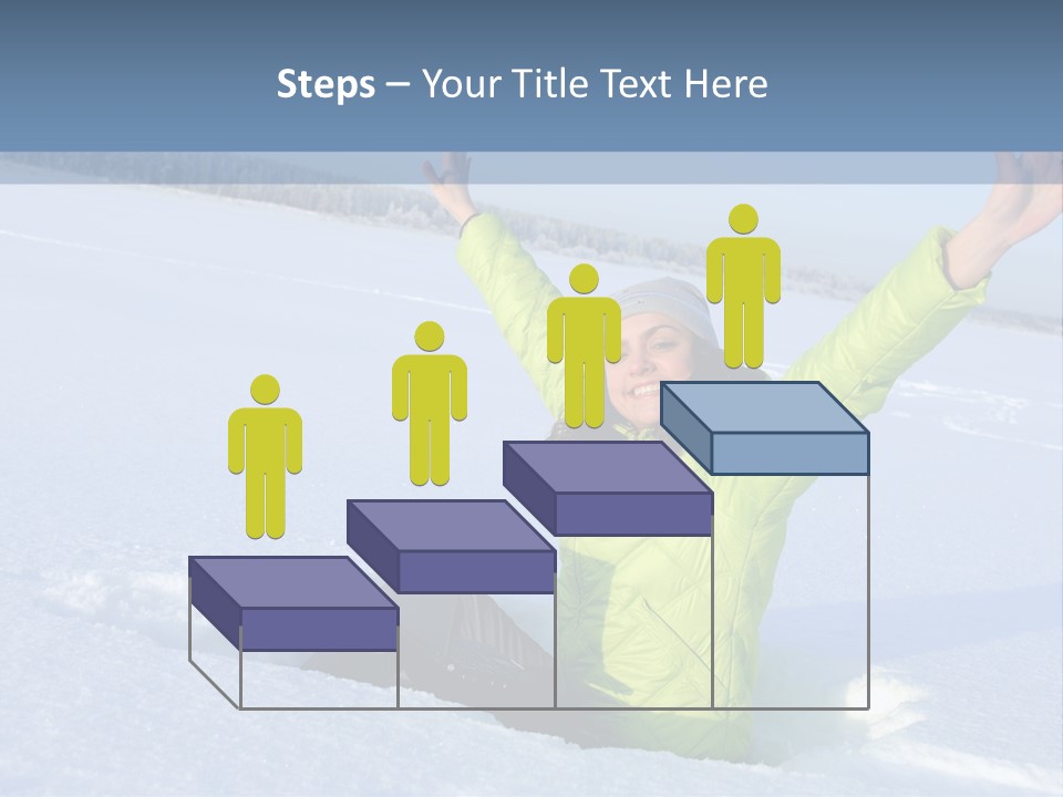 A Woman Sitting In The Snow With Her Arms Up PowerPoint Template