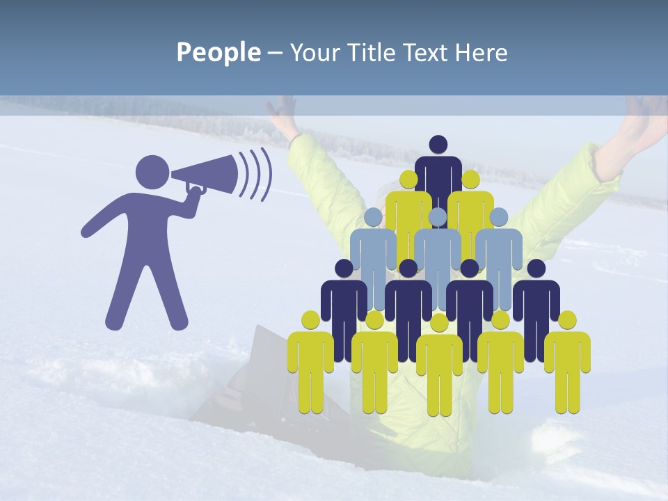 A Woman Sitting In The Snow With Her Arms Up PowerPoint Template