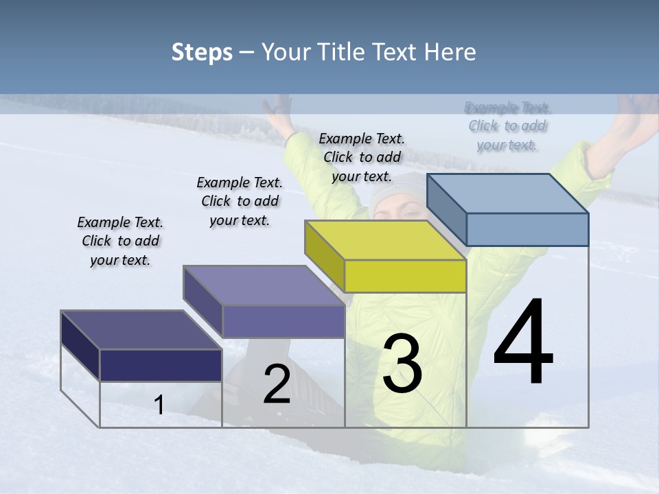 A Woman Sitting In The Snow With Her Arms Up PowerPoint Template