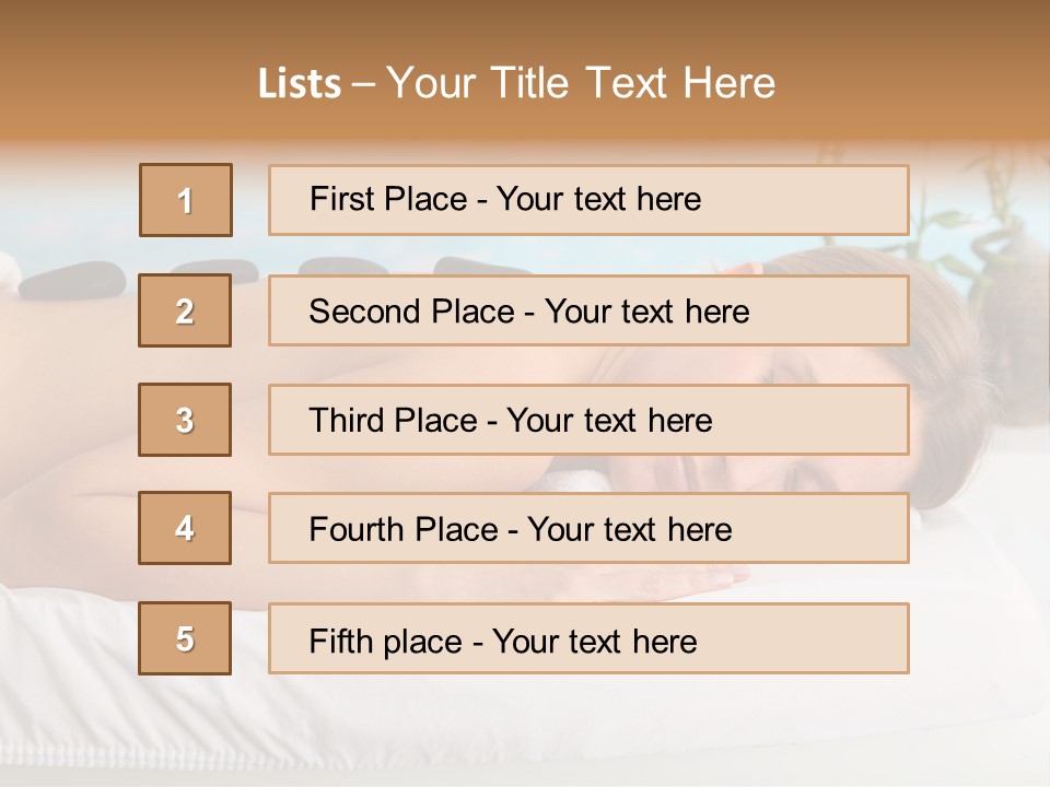 A Woman Laying Down In A Spa With Hot Stones On Her Back PowerPoint Template