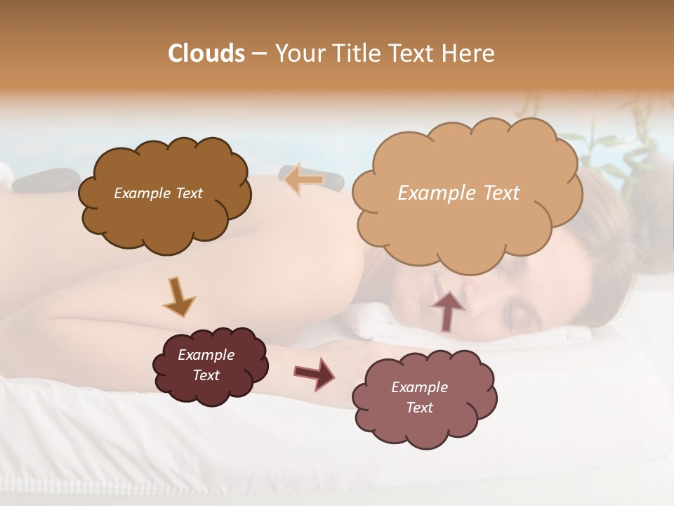 A Woman Laying Down In A Spa With Hot Stones On Her Back PowerPoint Template