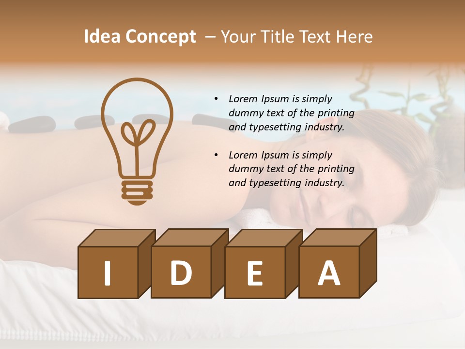 A Woman Laying Down In A Spa With Hot Stones On Her Back PowerPoint Template