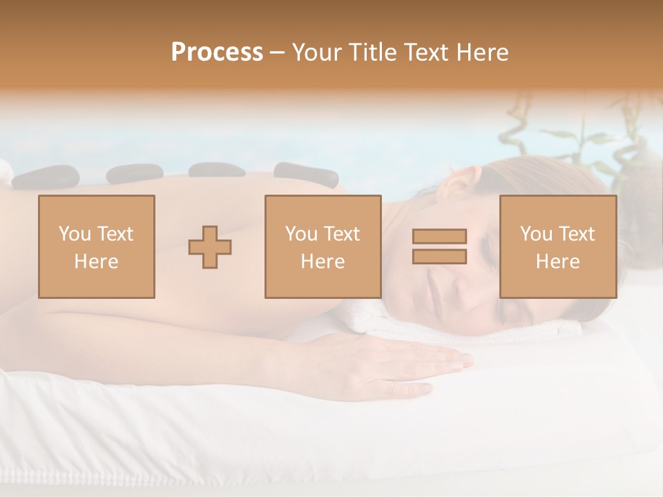 A Woman Laying Down In A Spa With Hot Stones On Her Back PowerPoint Template