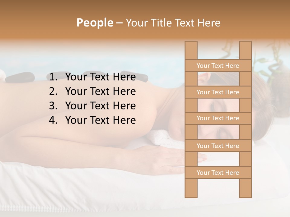 A Woman Laying Down In A Spa With Hot Stones On Her Back PowerPoint Template