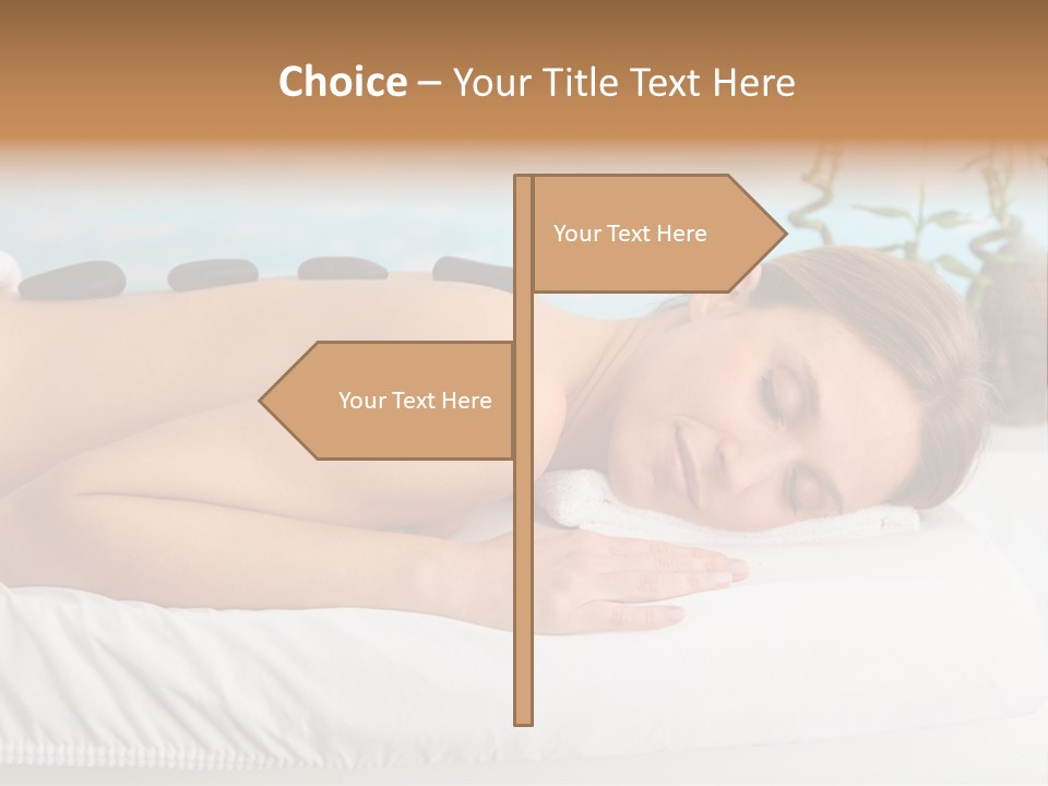 A Woman Laying Down In A Spa With Hot Stones On Her Back PowerPoint Template