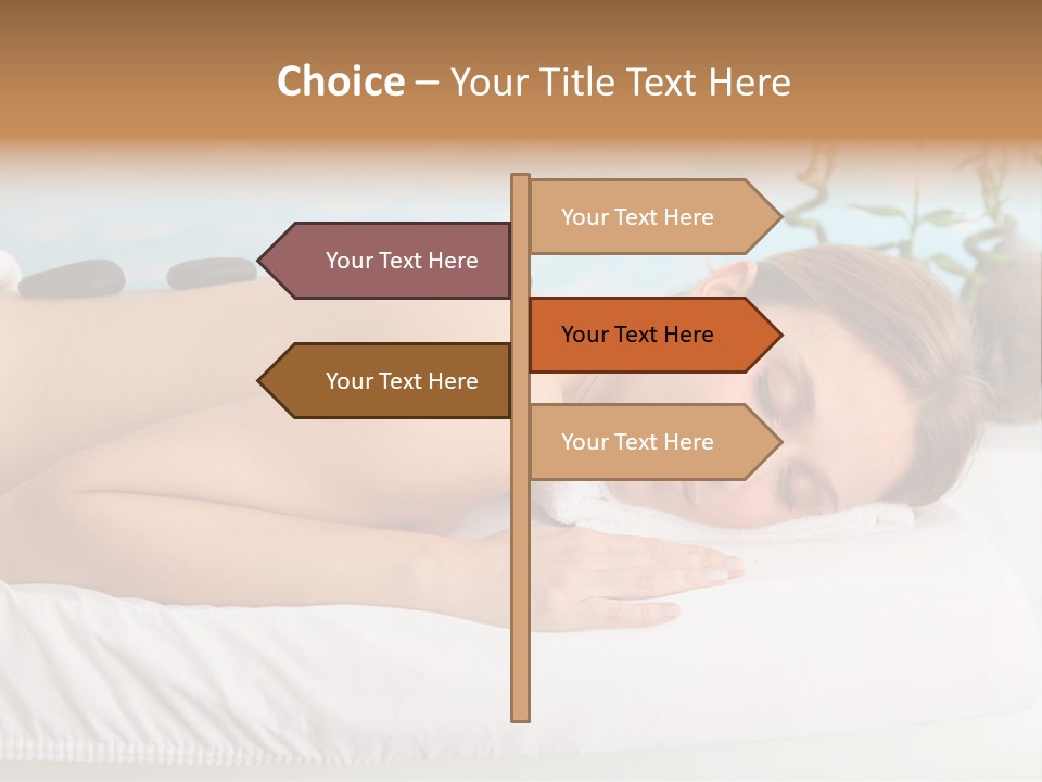 A Woman Laying Down In A Spa With Hot Stones On Her Back PowerPoint Template