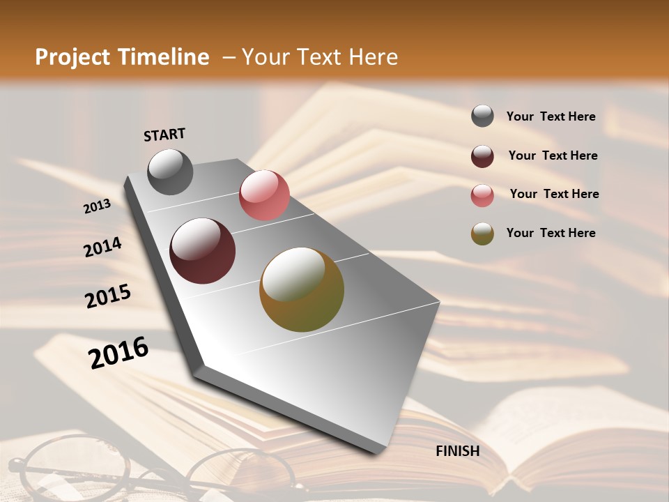 An Open Book With Glasses On Top Of It PowerPoint Template