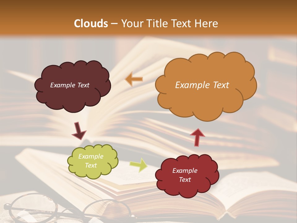 An Open Book With Glasses On Top Of It PowerPoint Template