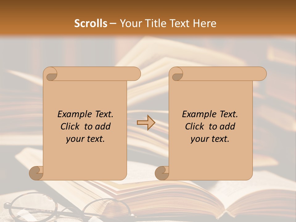 An Open Book With Glasses On Top Of It PowerPoint Template